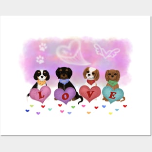 Cavalier King Charles Spaniels Puppy Love Posters and Art